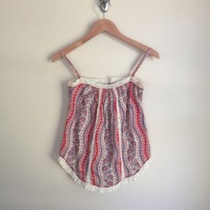 Jill Stuart boho floral lace trim camisole top 0
